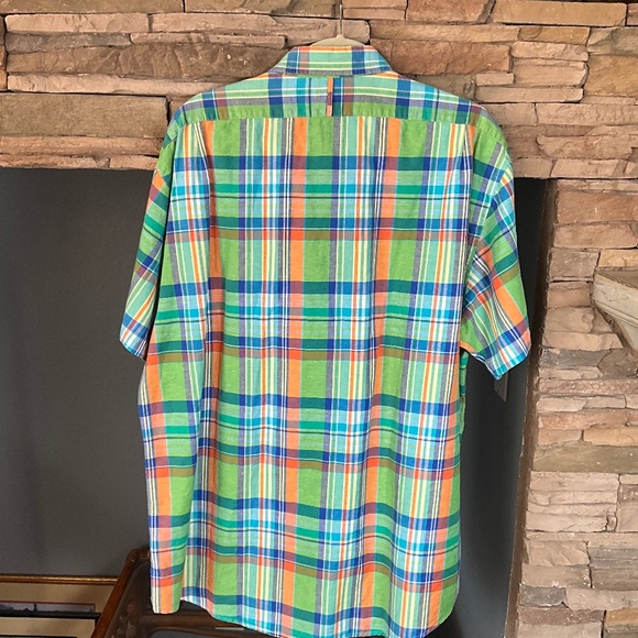 LINCS Madras Plaid Linen Summer SS Shirt Cool Cotton Casual Comfort Green XXL - Picture 6 of 10